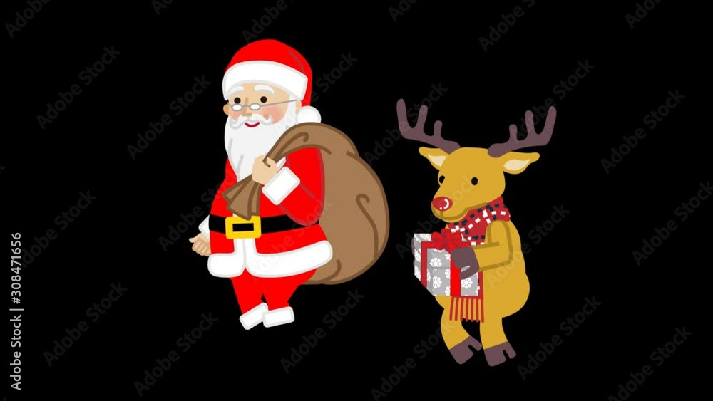 Alpha channel file - Animation of santa claus with reindeer who walk on the spot Alpha channel file - Animation of santa claus with reindeer who walk on the spot