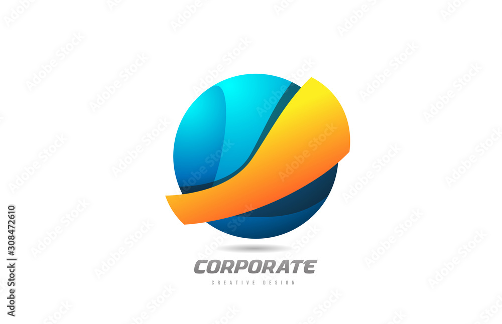 orange blue 3d sphere corporate business creative logo icon design