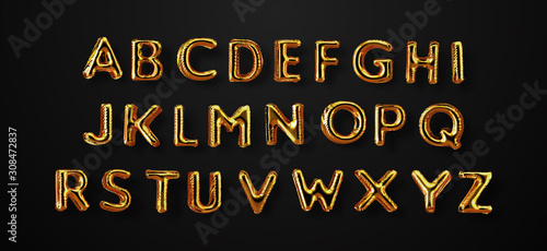 Gold 3d foil party balloon alphabet letter abc set