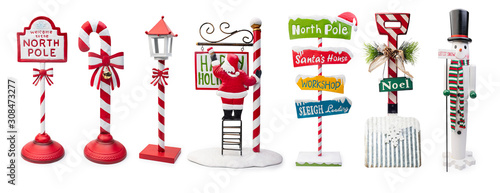 Canvastavla Set of Christmas Signs isolated on white background, Clipping path included