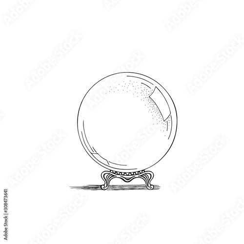 Magic ball sketch. Ink hand drawn vector illustration