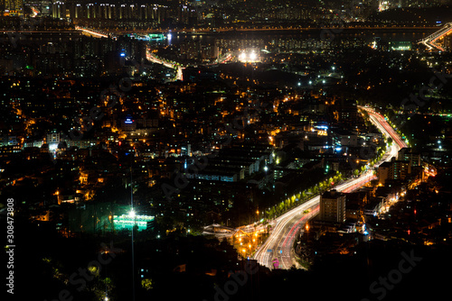 Urban suburbs at night