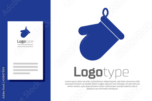 Blue Oven glove icon isolated on white background. Kitchen potholder sign. Cooking glove. Logo design template element. Vector Illustration