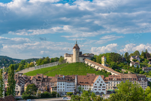 Cityscape of Schaffhausen with the fortress Munot