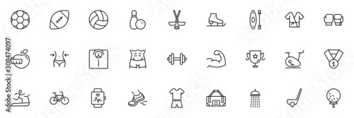 SPORT vs FITNESS line thin icons set. Vector illustrations collection EPS10.