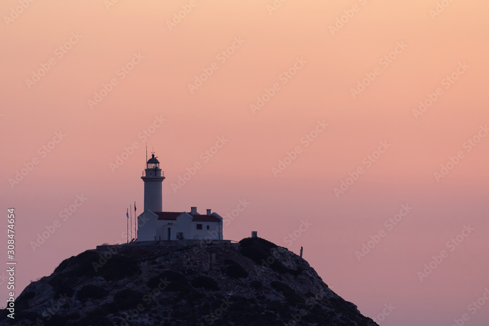  Knidos ( Deveboynu Feneri) Lighthouse on the hill/'Tekir burnu' region in the Datca town,Mugla-TURKEY