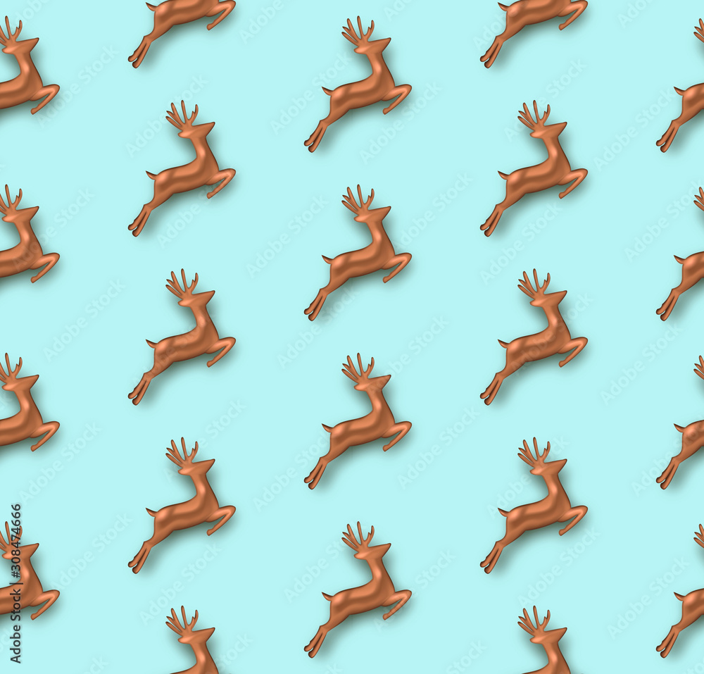 Copper 3d deer seamless pattern background