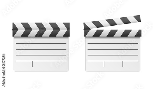 movie and film white clapperboard icon on white transparent background. Art design cinema slate board template. Abstract concept graphic filmmaking element