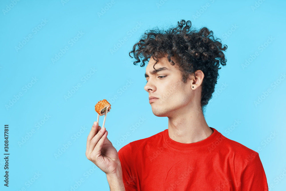 young man with an apple