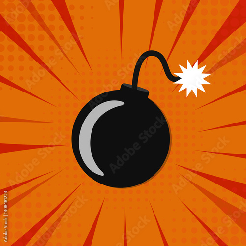 Cartoon bomb background and explosive light Vector - Illustration