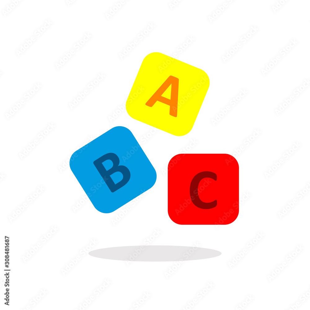 ABC icon on a rectangular box arranged in vector