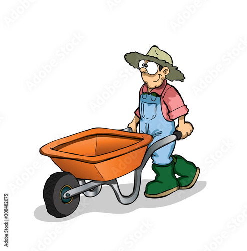 farmer and wheelbarrow