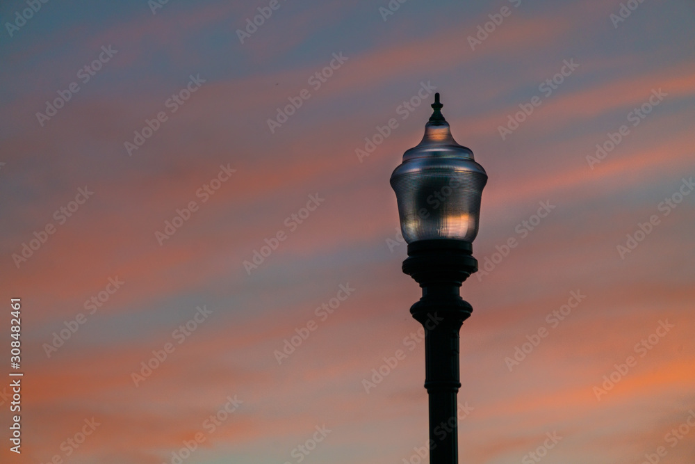old street lamp on the background of sky