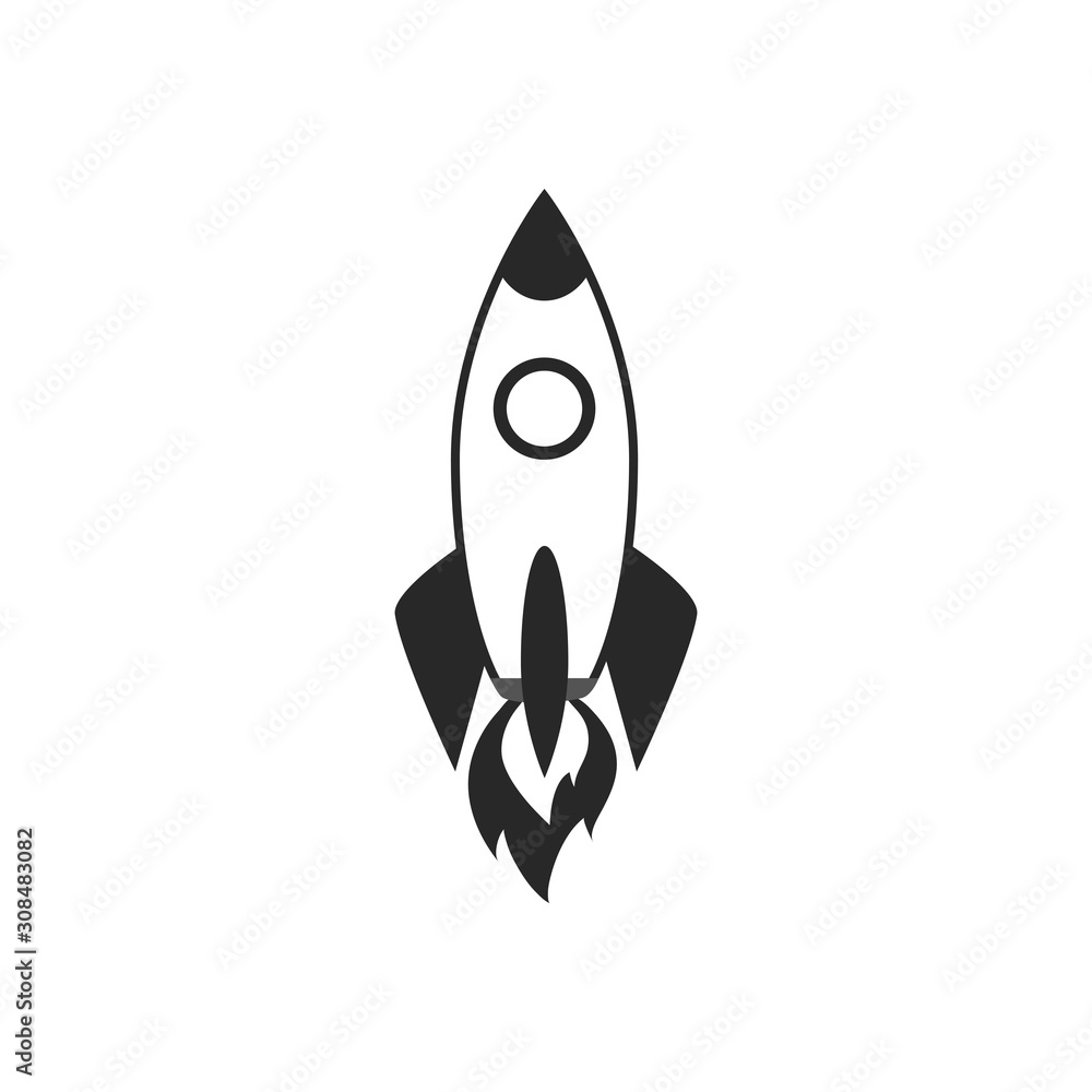 Black and white rocket illustrations on a white background Vector icon Black and white rocket illustrations on a white background Vector icon