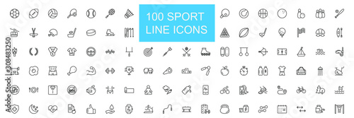 SPORT vs FITNESS line thin icons set. Vector illustrations collection EPS10.