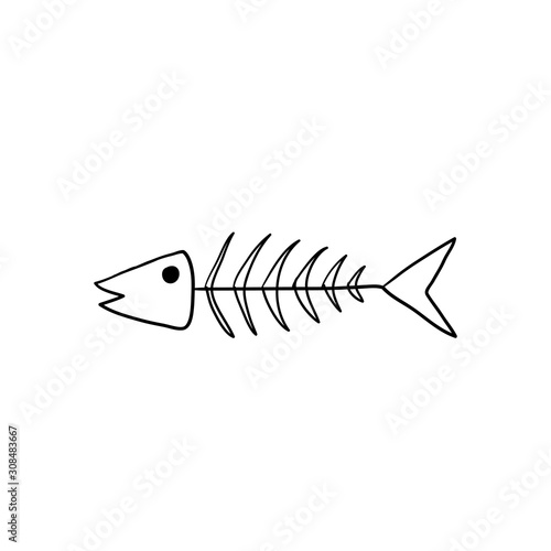 doodle fishbone illustration handdrawn doodle isolated on white