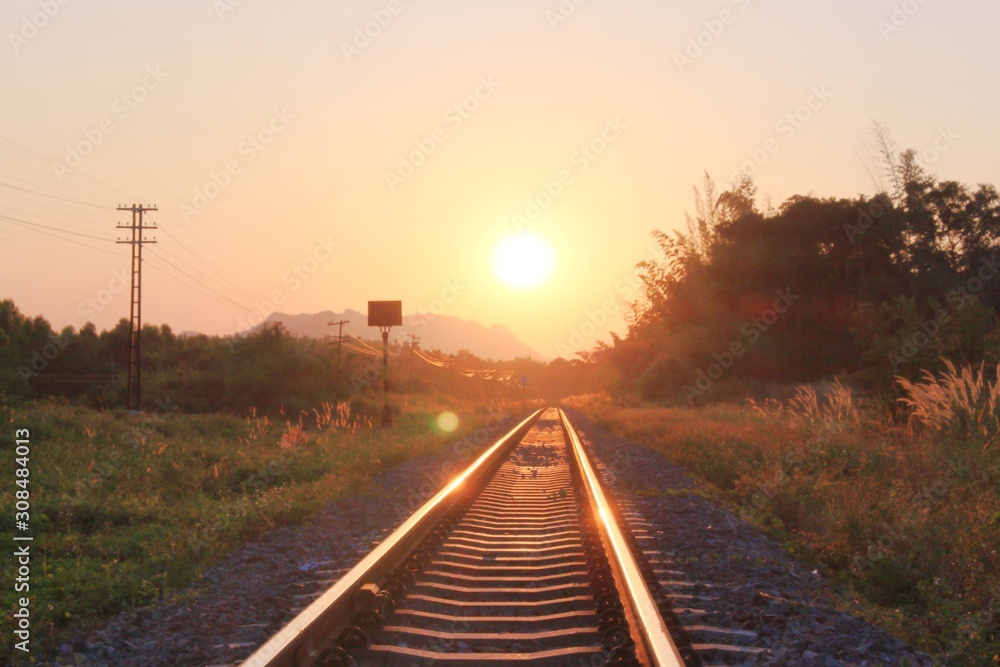 train at sunset train at sunset