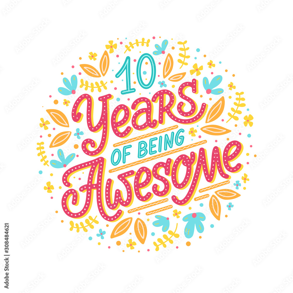 Vector illustration of Being Awesome text for b-day cards