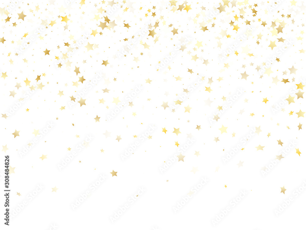 Flying gold star sparkle vector with white background. - obrazy, fototapety, plakaty 