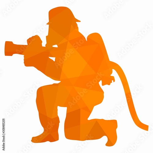 illustration of a fireman, vector drawing