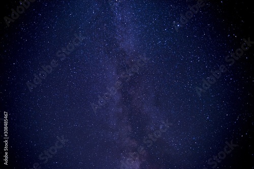 Low angle shot of a galaxy sky filled with stars at night time