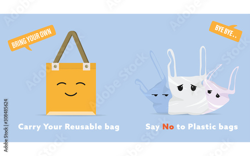 Say no to plastic bags. Pollution problem concept.