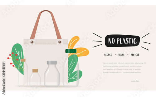 Say no to plastic bags. Pollution problem concept.
