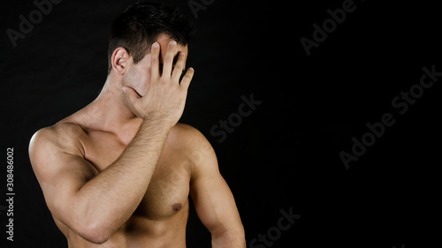 Male health and care. Young attractive guy.