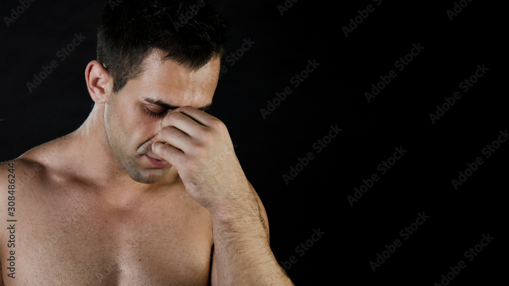 Fototapeta premium Male health and care. Young attractive guy.