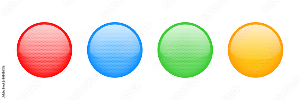 Buttons isolated vector colorful. Illustration of glossy glass buttons. Vector isolated object. Symbol collection.