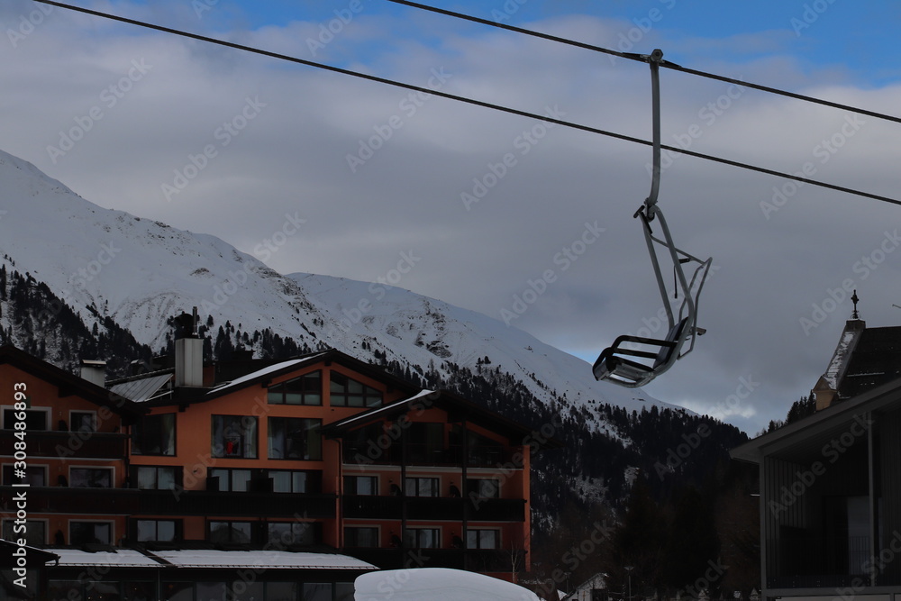 ski lift in alps