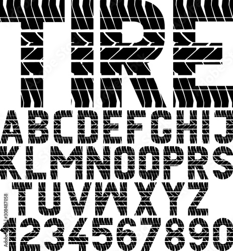 font with tyre tread texture
