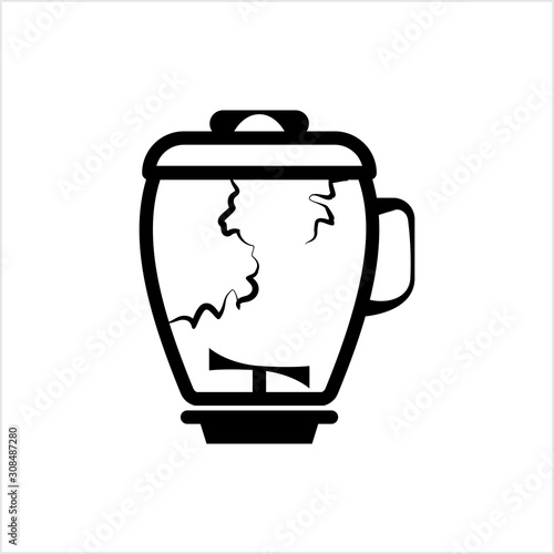 Cracked Broken Blender Mixer Jar Icon, Kitchen Home Electric Appliance
