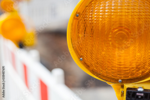 Wallpaper Mural Light signal and barrier systems, barriers for a road construction site, construction site, investment infrastructure and traffic jam Torontodigital.ca