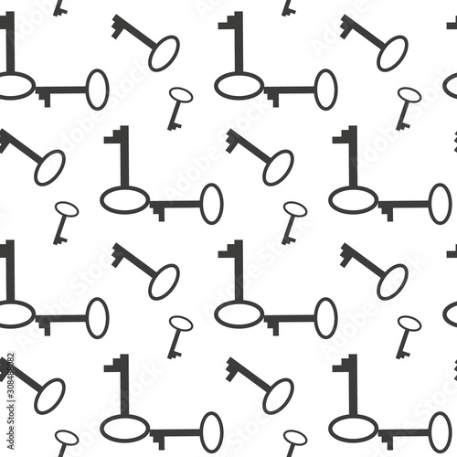 Black seamless pattern with vintage keys for coloring