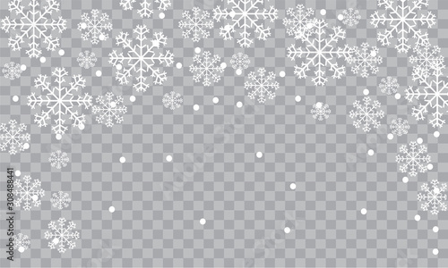 Wallpaper Mural Seamless realistic falling snow or snowflakes. Isolated on transparent background Torontodigital.ca