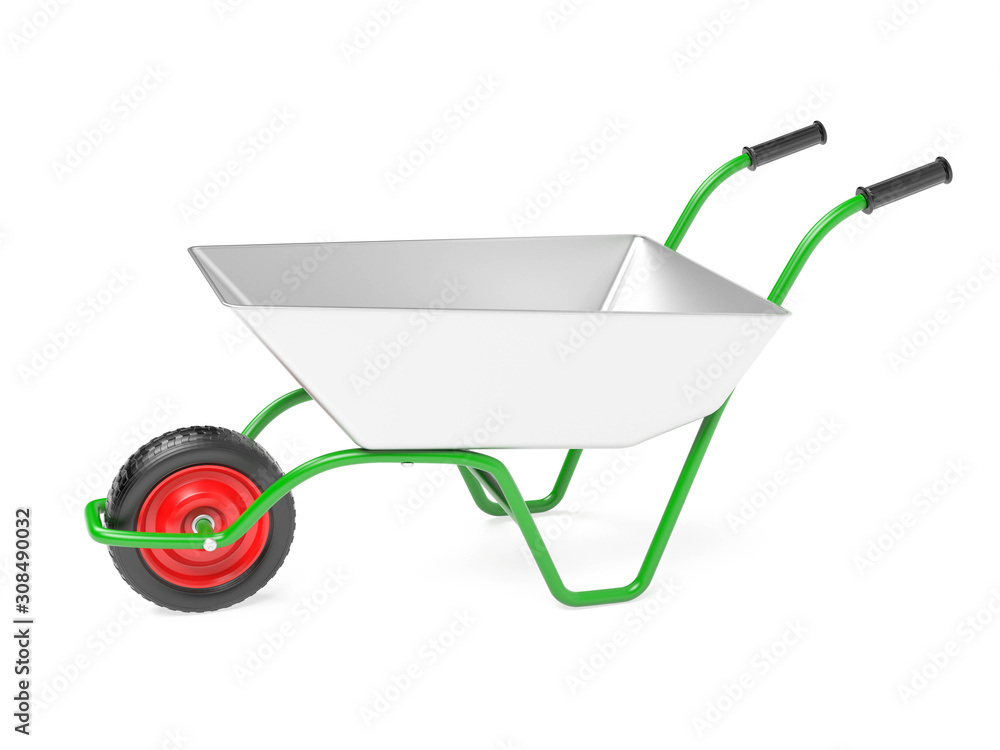 Metal garden barrow. 3d rendering illustration Metal garden barrow. 3d rendering illustration