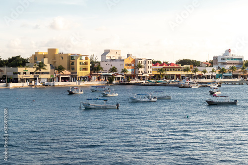 Cozumel, Quintana Roo / Mexico - 11 07 2019: View of Cozumel Island harbour from the water