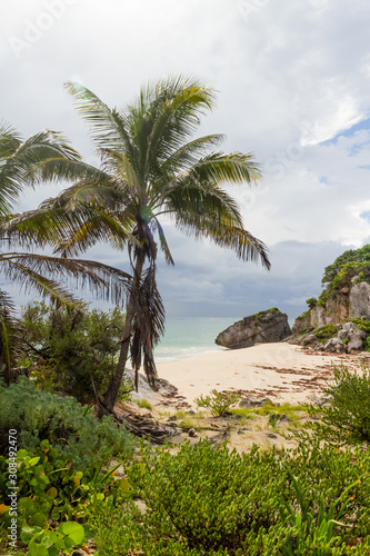 Obraz na płótnie Tulum, Quintana Roo / Mexico - 11 12 2019: Tulum Beach, Quintana Roo, Mexico w salonie
