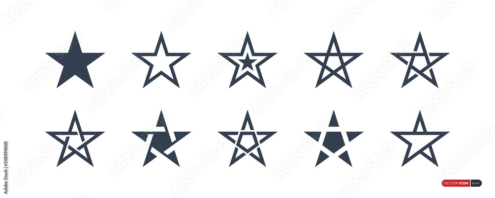 Set Of Star Icons Star Logo Flat Vector Illustration Set Of Star Icons Star Logo Flat Vector Illustration