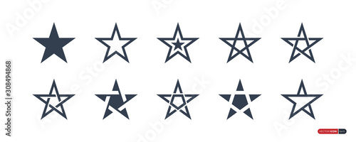 Set Of Star Icons Star Logo Flat Vector Illustration