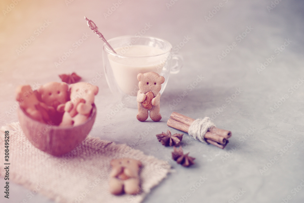 Gingerbread cookies biscuits bear holding paws almond Gingerbread cookies biscuits bear holding paws almond