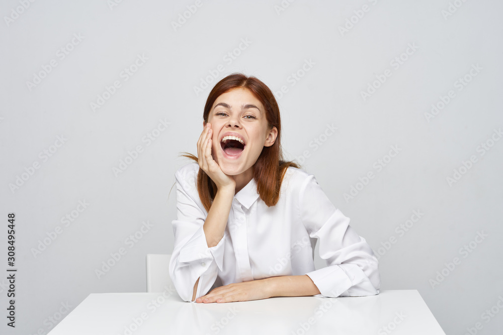 business woman sitting in office business woman sitting in office