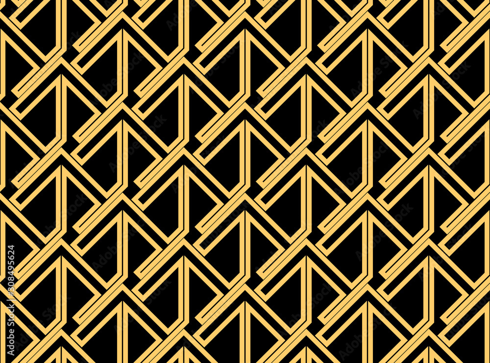 Abstract geometric pattern. A seamless vector background. Gold and black ornament. Graphic modern pattern. Simple lattice graphic design Abstract geometric pattern. A seamless vector background. Gold and black ornament. Graphic modern pattern. Simple lattice graphic design