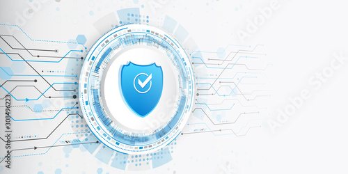 Safety and confidential data protection. Future cyber technology web services for business and internet project. Isometric vector illustration.