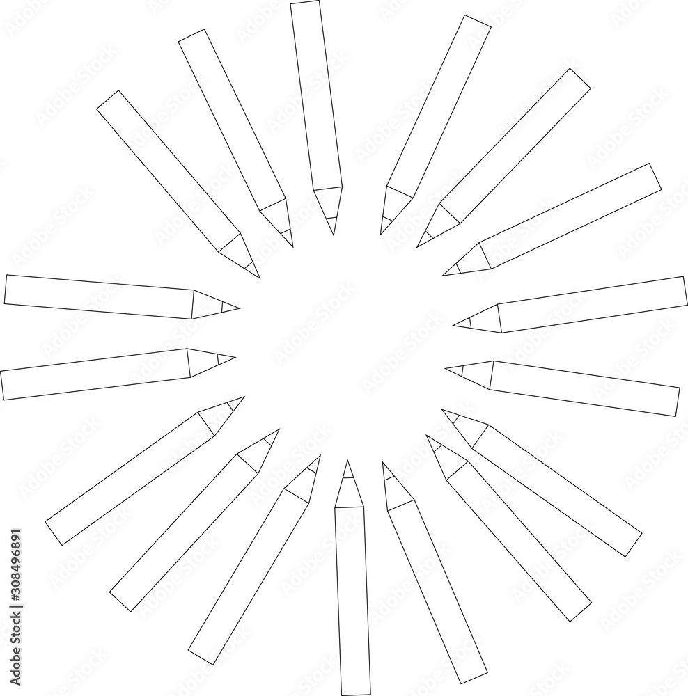 Obraz premium 鉛筆のサークルの線画