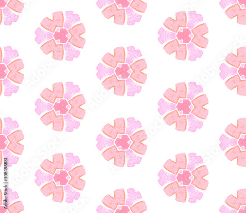 Pink orange vintage retro seamless pattern. Hand d