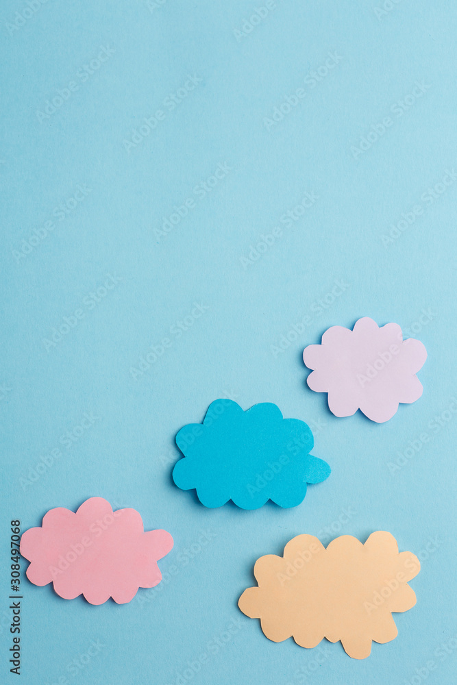 beautiful blue background with light clouds of paper