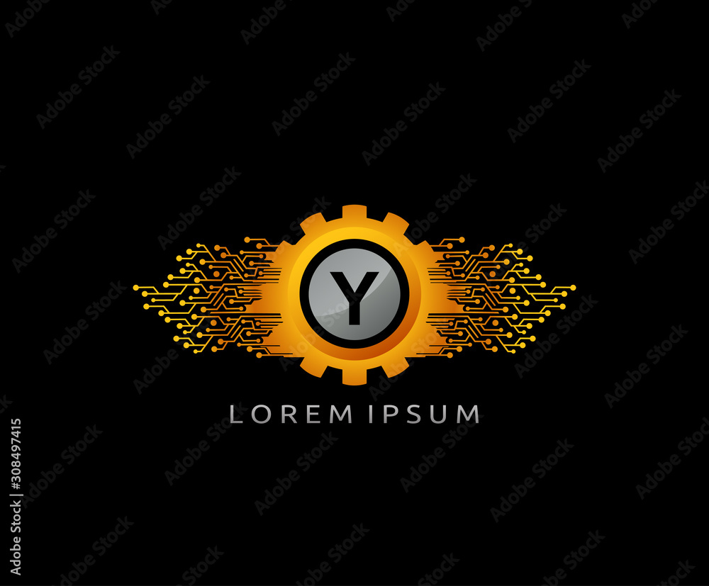 Fototapeta premium Techno Gear Y Electrical Logo