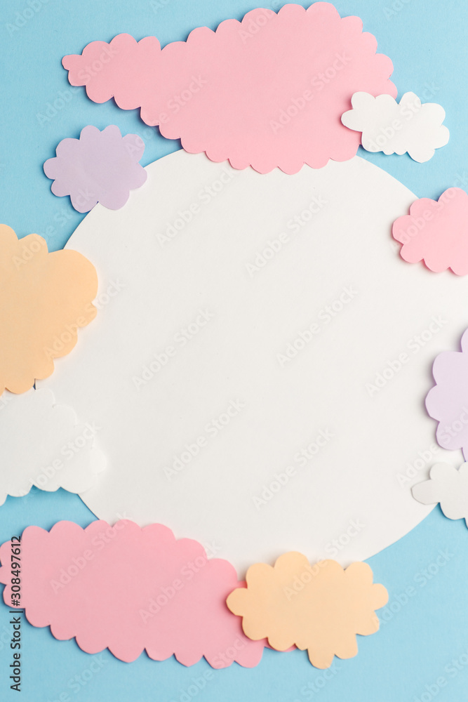 beautiful blue background with white circle and light clouds beautiful blue background with white circle and light clouds